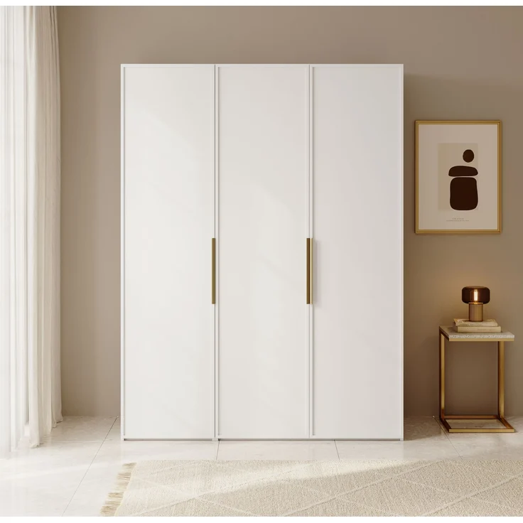 Selsey 'Frame' Kleiderschrank 3-türig mit Kleiderstange und Regalen, weiß 200 x 150 x 57 cm – Bild 2