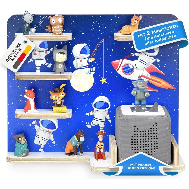 stadtecken Holzregal für Musikbox I Passend für die Toniebox und ca. 35 Tonies I Perfekte Aufbewahrung im Kinderzimmer I zum Aufstellen oder Aufhängen (Kosmos)