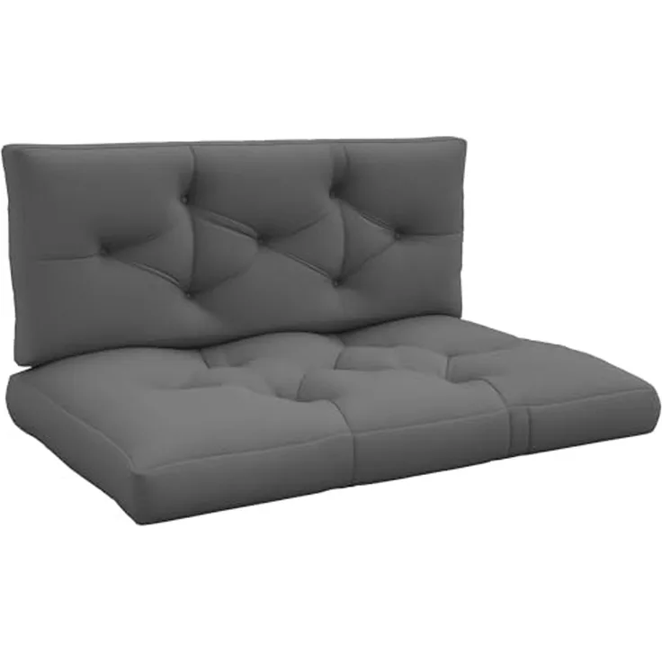 Outsunny Sitzkissen Palettenkissen 2 teilige Bankauflage mit UV-Schutz, für Palettensofa, Balkon, Polyester, Dunkelgrau