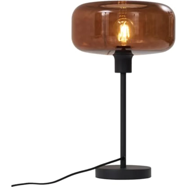 QAZQA Retro Tischleuchte Bizle, Schwarz mit Bronzeglas, Dimmbar, E27, Ideal für Wohnzimmer und Schlafzimmer – Bild 7