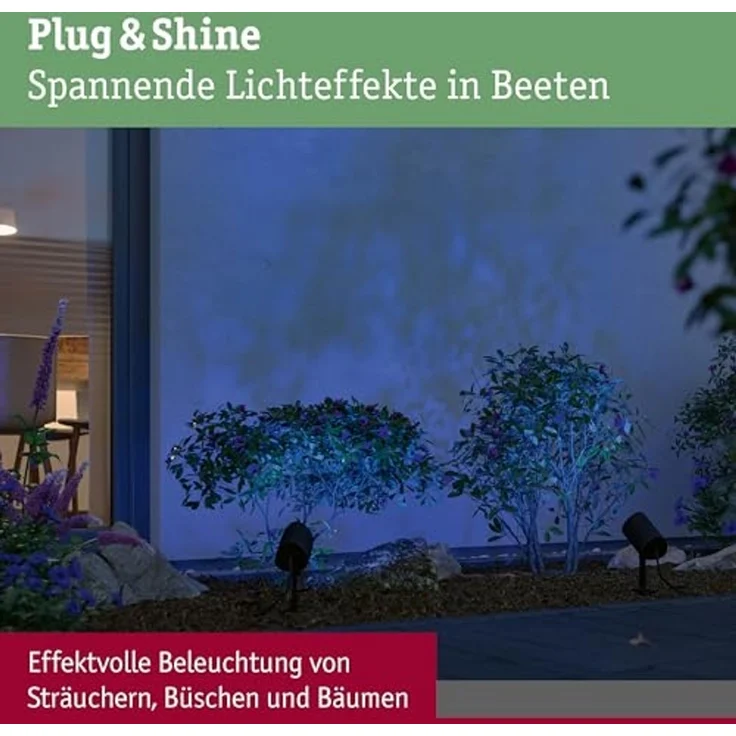 Paulmann 94849 Plug&Shine LED Gartenstrahler Zigbee Shira anthrazit RGBW IP65 – Bild 3