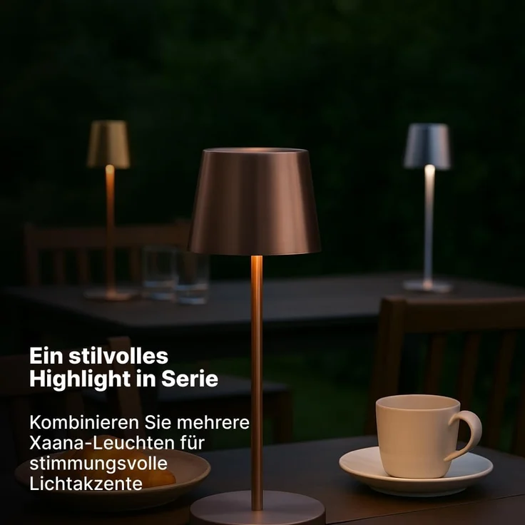 Brilliant Xaana LED Tischlampe - Helles Kupfer, Höhenverstellbares Produkt, touch dimmer stufenlos, IP44 spritzwassergeschützt, 37 cm hoch, USB aufladbar, für den Innen- und Außenbereich – Bild 8
