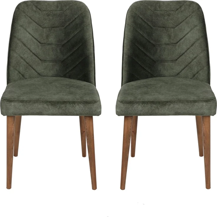 Skye Decor 'Dallas 558 V2' Stuhlset (2-teilig), Walnuss / Dunkelgrün, 50 x 90 x 49 cm – Bild 2