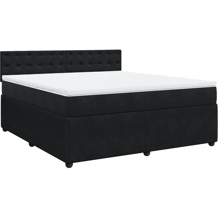 vidaXL Boxspringbett mit Matratze Schwarz 180x200 cm Samt 3290120 – Bild 3