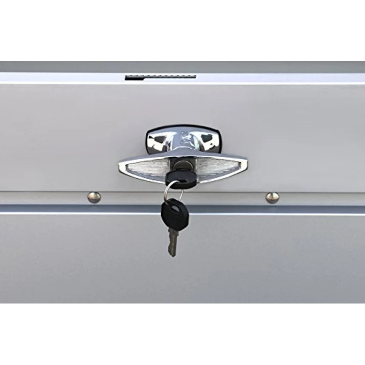 Duramax Palladium Kissenbox aus Metall groß (865 L) mit hydraulischer Gasdruckfeder und abschließbarem Griff mit Schlüssel, Terrassenbox und Gartenmöbelaufbewahrung, silver – Bild 6