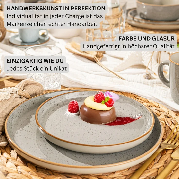 SÄNGER Dessertteller Set Rio Perlgrau - 6 teilig aus Steingut – Bild 5