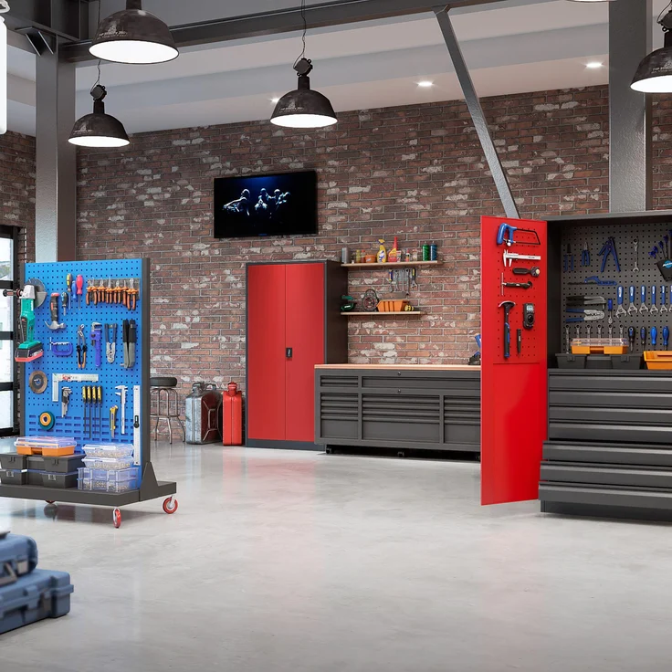 Aktenschrank Büroschrank Stahlschrank anthrazit-rot 195 x 90 x 40 – Bild 2