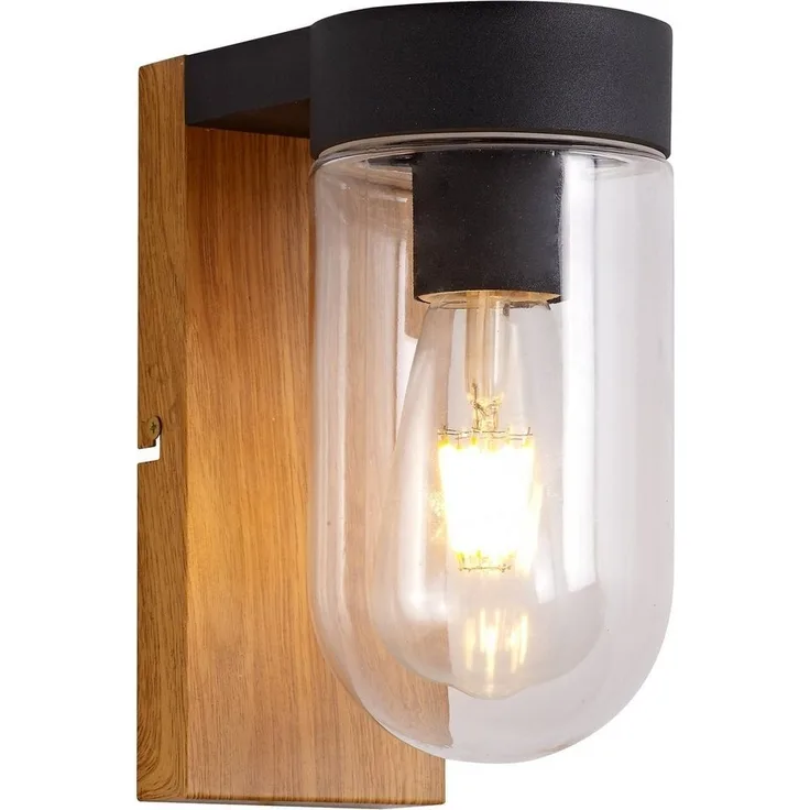 Brilliant Leuchten No. 96372-76 Aussenwandleuchte Cabar E27 IP44 holz dunkel schwarz