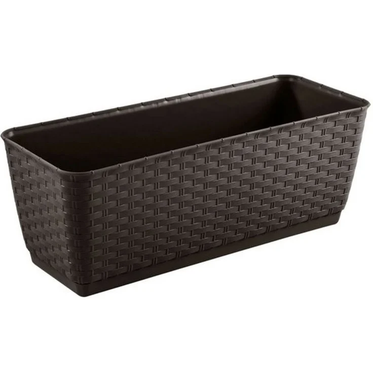 Prosperplast Pflanzkübel DRL400PW, Rechteckiger Blumentopf mit Haken Ratolla Anthrazit/Umbra/Weiß – Bild 4