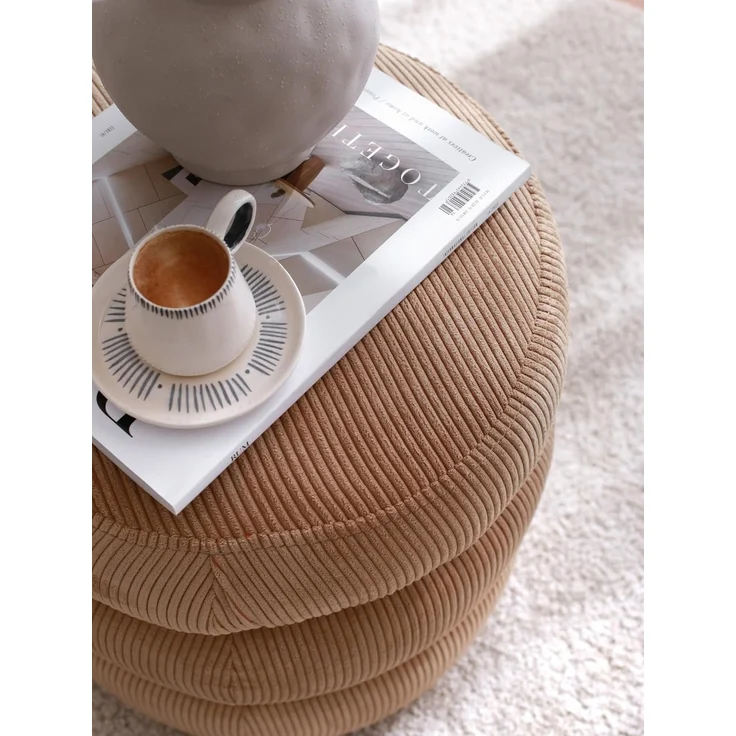 Stylish Camel Pouffe, 40 x 40 x 40 cm, 100% Wooden Frame, Soft Teddy Fabric | Perfect for Modern Living Rooms & Cozy Spaces, Elegant & Versatile Design – Bild 7