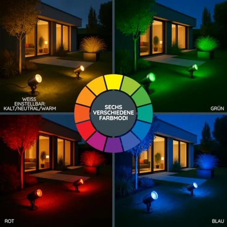 MeLiTec 2er Set Smart LED Garten-Strahler GL24 RGB Spot, anthrazit – Bild 3