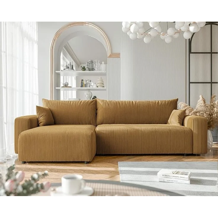 XL-Ecksofa mit Schlaffunktion & Stauraum, Dunkelorange, 278 x 145 cm – Bild 2