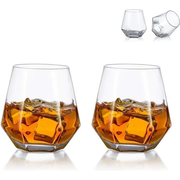 Modernes Diamond Whisky Glas-Set 300 Ml für Männer Frauen Bourbon Rum Tumbler 2