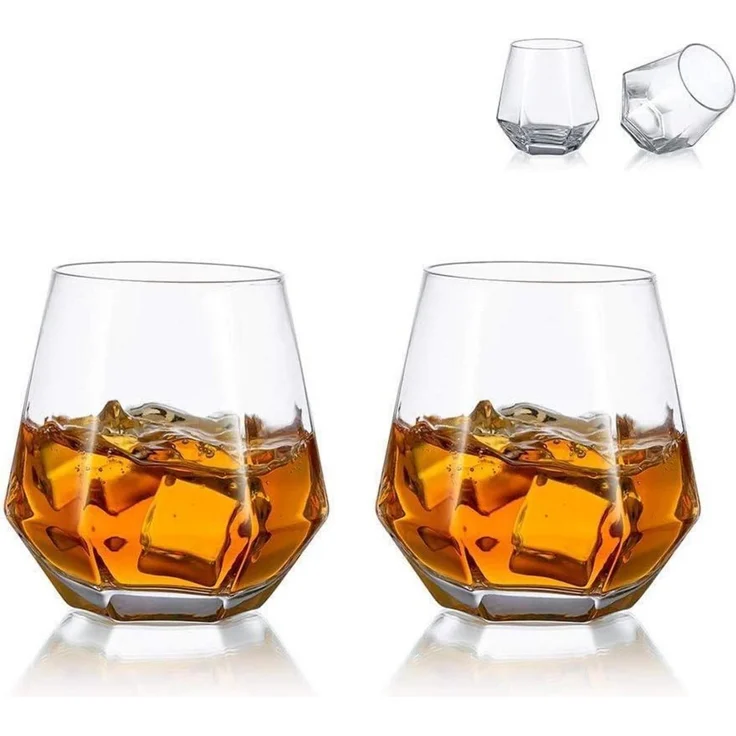Modernes Diamond Whisky Glas-Set 300 Ml für Männer Frauen Bourbon Rum Tumbler 2 – Bild 1