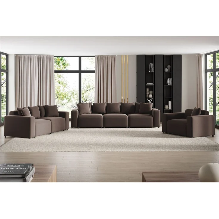 Sofa Designersofa Bigsofa MEGAN 3-Sitzer in Stoff Salvador Braun – Bild 2