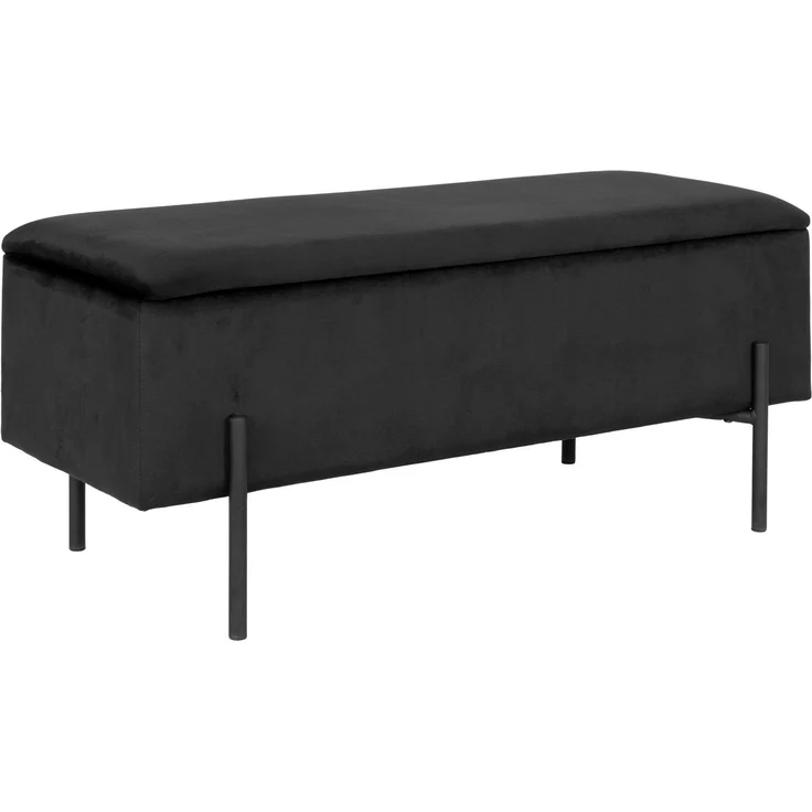House Nordic Bank mit Stauraum, Samt, schwarz, 95x36,5x43 cm, HN1207 – Bild 2