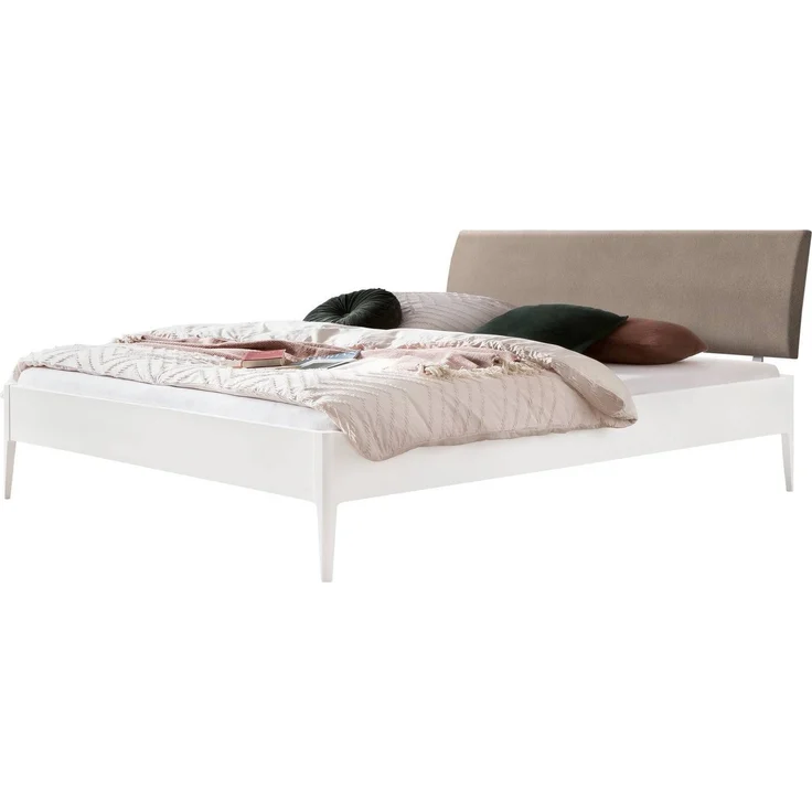 Hasena Polsterbett Sestola Weiß mit gepolstertem Kopfteil 160x200 cm, Komforthöhe 25 cm MDF weiss deckend – Bild 1