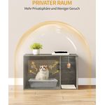 Katzenschrank mit Rattan Tür, Versteckte Katzentoilette, Boho Stil Holz Haustier Haus Katzenstreu, Speicher Schrank Sitzbank, 50 x 80 x 50 cm, Greige