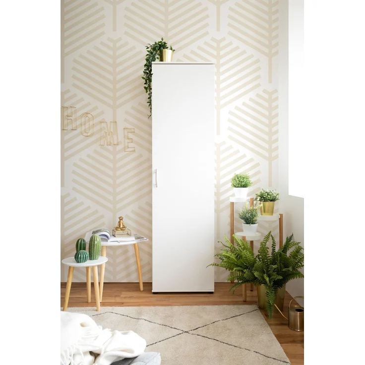 Garderobenschrank >Andy< 1 Tür, 5 Böden, in Weiß - 50x187x34cm (BxHxT) – Bild 2