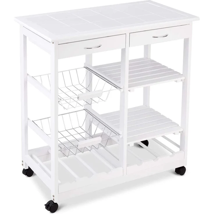 COSTWAY Kuechenwagen Servierwagen Trolley Beistellwagen Kuechenregal Rollwagen Holz Farbwahl – Bild 9