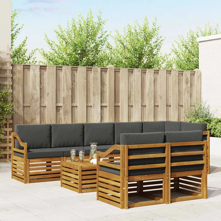 vidaXL Outdoor-Sofagarnitur 9 stk. 8-Sitzer Natur und Anthrazit 3375067 – Bild 1