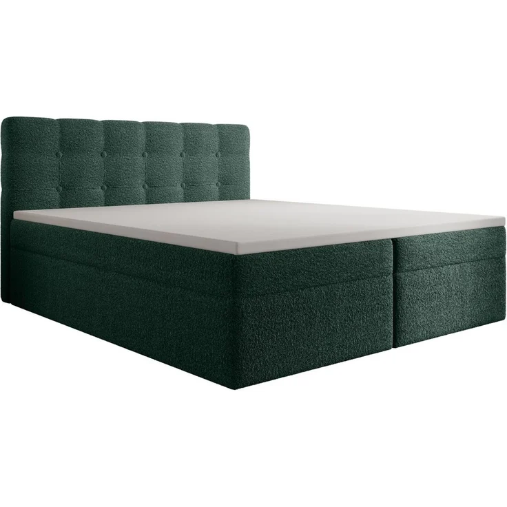 thematys Boxbett Luxus mit Bettkasten 160x200cm, mit Bonnellfederkernmatratze H3, Bouclé/Velours, mit Stauraum, mit 3 cm Topper, Grün (Frotte 11), Art.-Nr. S0WGG0ANWJU – Bild 2