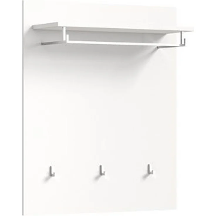 xonox. home Garderobe Solero X7WA9621 Wandgarderobe Garderobenpaneel in Weiß Nachbildung und weiß Hochglanz tiefzieh, ca. B/H/T: 80 x 96 x 25 cm – Bild 6