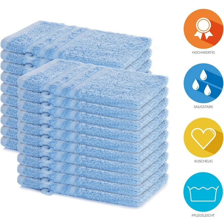 Lavea Waschhandschuh 20er Set Waschhandschuhe, 15 x 21 cm, Elena-Frottierserie, Waschlappen, (20-St), 500 g/m² Frottier, weich & saugstark, pflegeleicht – Bild 1