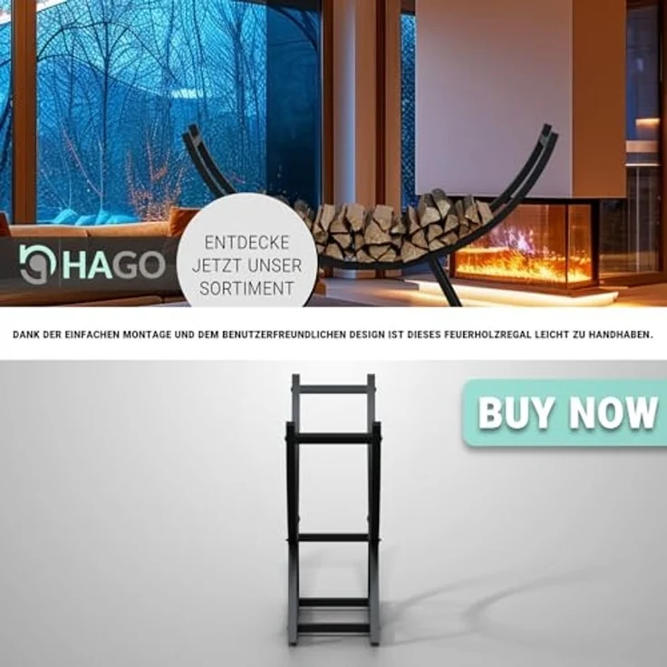 HAGO Kaminholzregal Feuerholzregal 94x21x55cm Kaminholz Holzlager Brennholz Stahl Stapelhi – Bild 6