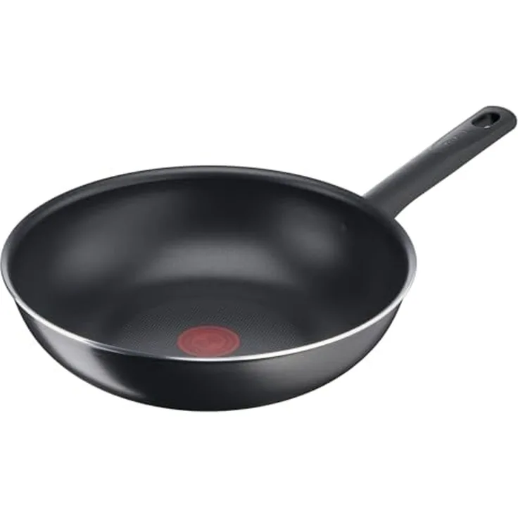 Tefal 28 cm große Wokpfanne, 6 bis 8 Personen, keine Induktion, Antihaftbeschichtung, widerstandsfähig, leicht zu reinigen, leistungsstark, Thermosignal, Hergestellt in Frankreich, Day By Day B56419AZ