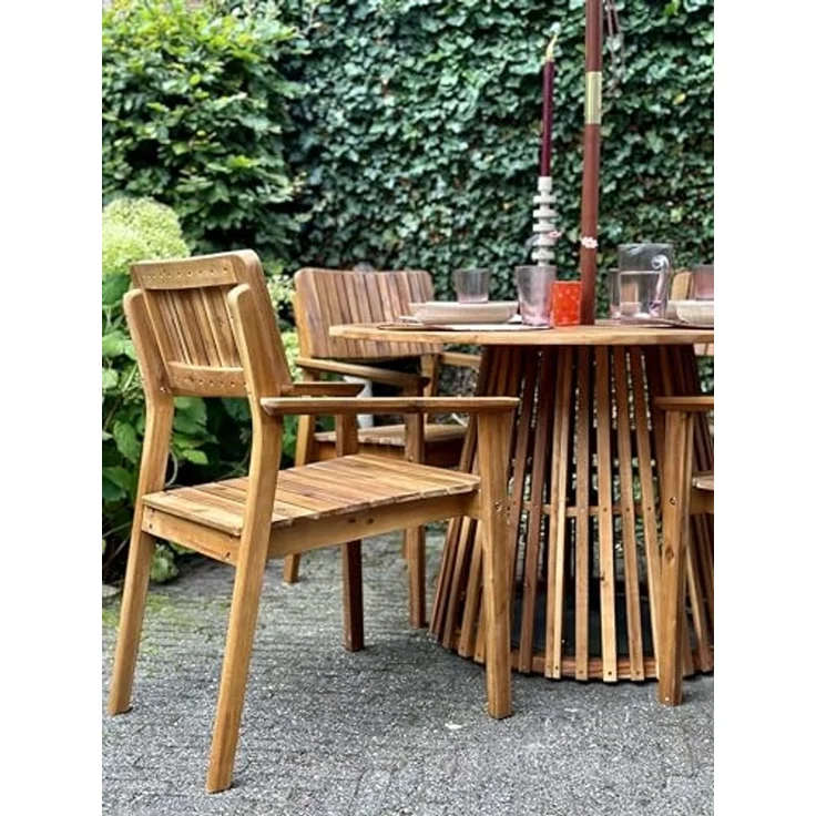 Gartenstuhl 2er Set AGELLO Akazienholz Heller Holzfarbton – Bild 2
