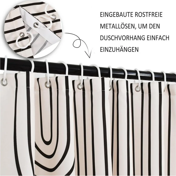 Zyronn Duschvorhang Wasserdichter Polyester-Duschvorhang, Boho-Duschvorhang, mit 12 Haken, dicker schimmelresistenter Duschvorhang – Bild 4