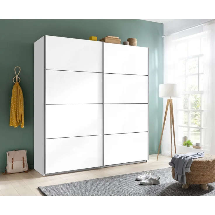 Kleiderschrank MATTEA LACK BHT 204x223x60 cm weiß Drehtürenschrank Schwebetürenschrank Schiebetürenschrank Schlafzimmerschrank Eckkleiderschrank