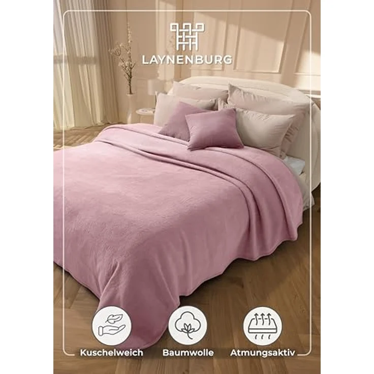 Wohndecke Wohndecke aus Baumwolle - Kuscheldecke, Baumwolldecke -, Laynenburg, Decke als Sofa-decke, Couchdecke, Wolldecke aus Baumwollmix – Bild 3