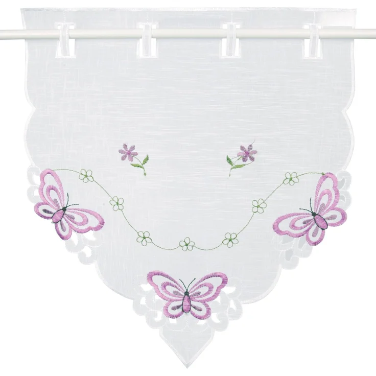 ARSVITA Fenstergardine mit Stickerei, Blumen oder Schmetterlingen bestickte 35x40cm Fensterbild, in vielen verschiedenen Designs verfügbar (Farbe: Violett - Lila) – Bild 2