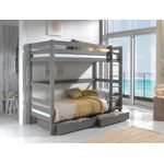 Vipack 'Pino' Etagen-Hochbett 90x200 cm, grau, 180 cm Höhe inkl. 2 Schubladen