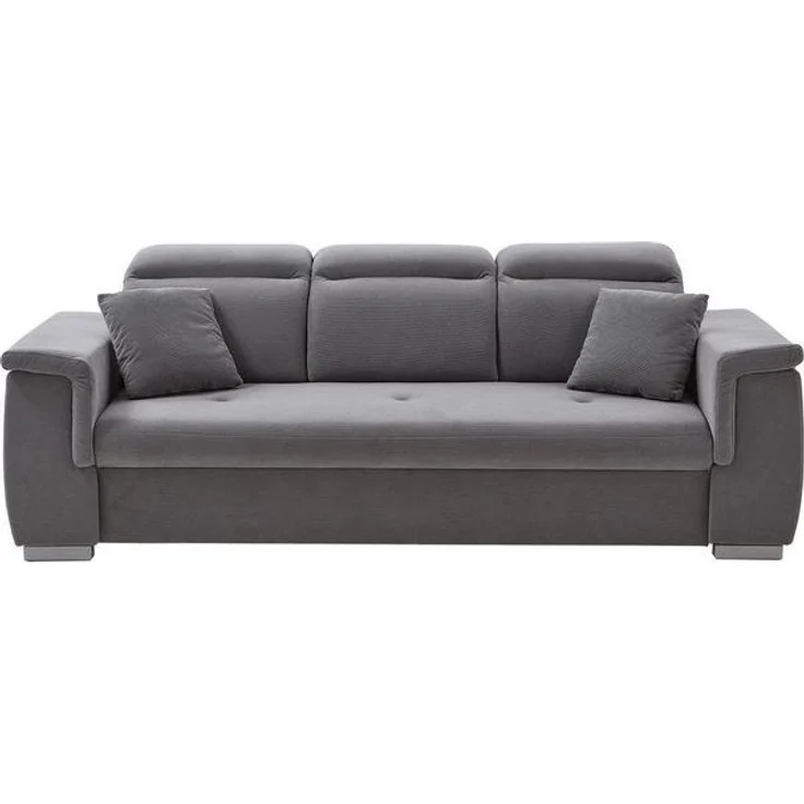 Iwaniccy 3-Sitzer MALMÖ, Hellgrau, Webstoff, mit 2 Zierkissen, Kopfteilverstellung, B 234 x H 99 x T 93 cm – Bild 2