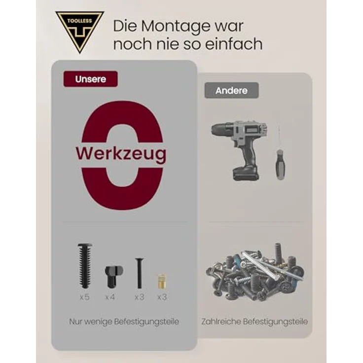 VASAGLE Nachttisch 2er Set, superschnelle werkzeuglose Montage, Toolless-Technologie, Beistelltisch mit Ladefunktion, Nachtschrank mit Schublade, Schlafzimmer, tintenschwarz-cappuccinobeige – Bild 5
