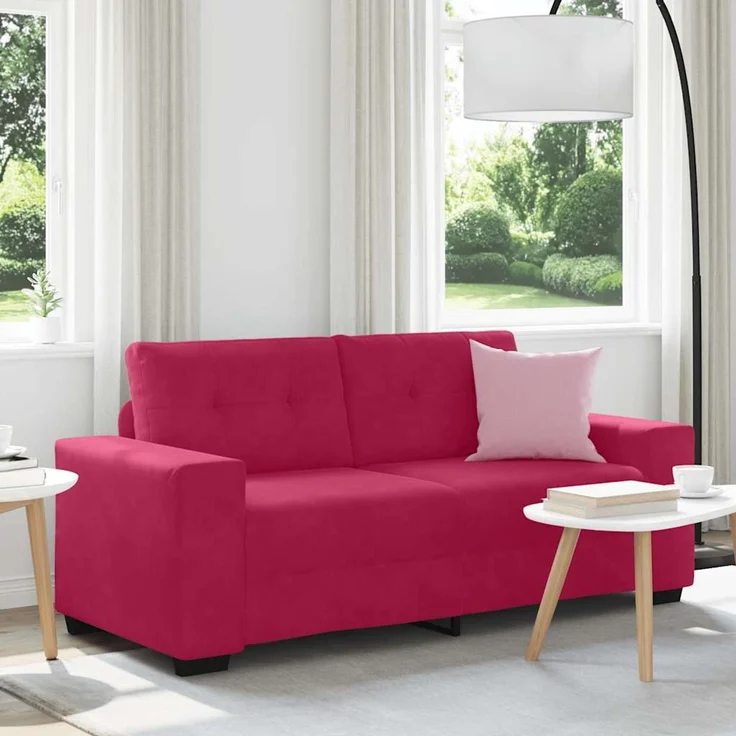 vidaXL Zweisitzer-Sofa Weinrot 180x77x82 cm Samt 4105126 – Bild 1