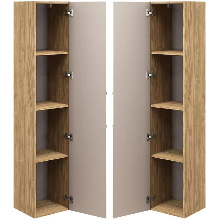 Lomadox Hochschrank OLUO-56-BEIGE Badschrank, 1-türig, Eiche mit beige, 3D-Struktur – Bild 2