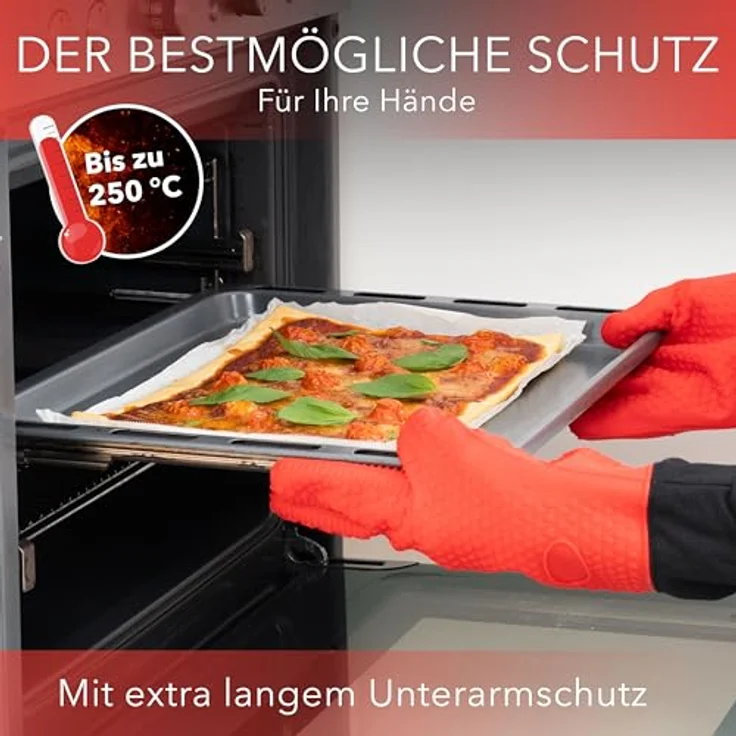 AVANA Topfhandschuhe Silikon Ofenhandschuhe Hitzebeständige Kochhandschuhe Handschuhe, Anti-Rutsch, weiches Baumwoll-Innenfutter, bis 250°C – Bild 4