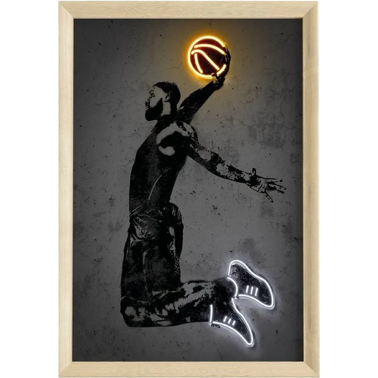 JUSTGOODMOOD Poster Premium ® Basketball Poster · Neon Effekt · ohne Rahmen, Poster in verschiedenen Größen verfügbar – Bild 1