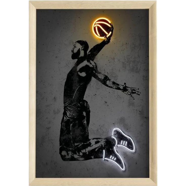 JUSTGOODMOOD Poster Premium ® Basketball Poster · Neon Effekt · ohne Rahmen, Poster in verschiedenen Größen verfügbar