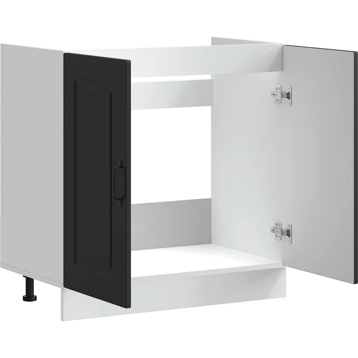 vidaXL Spülenunterschrank Kalmar Schwarz 80x46x81,5 cm Holzwerkstoff 853448 – Bild 4