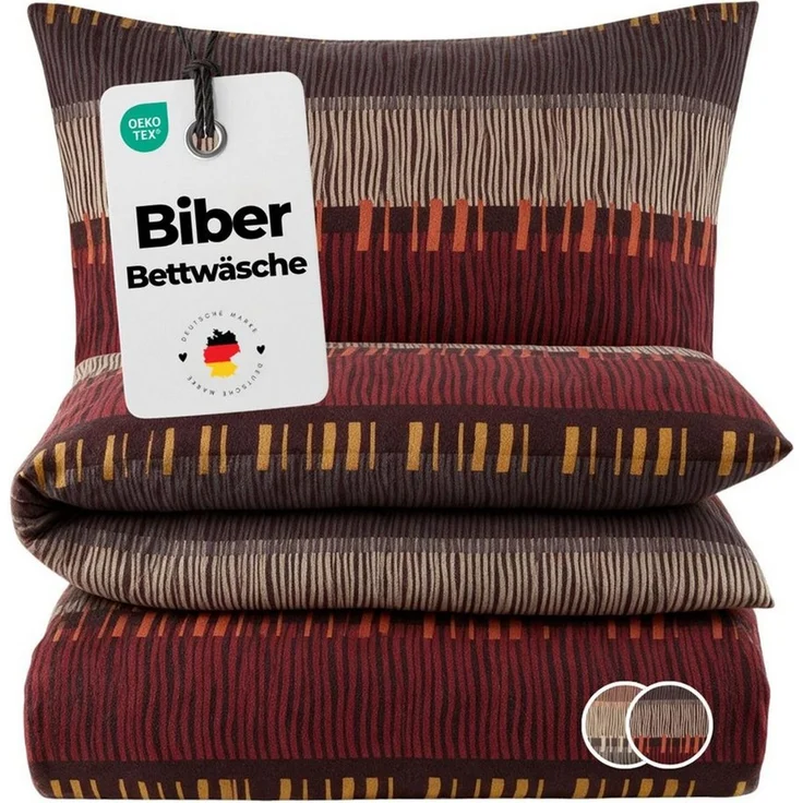 Carpe Sonno Bettwäsche Biber Warme Bettwäsche Winter Flanell Boho Baumwolle 135x200, Biber, 2 teilig, Kuschelige Biberbettwäsche - Feinbiber - Reißverschluss - 135x200 cm – Bild 1