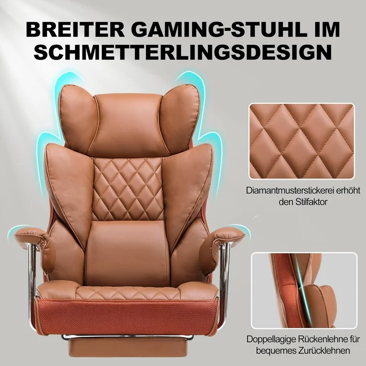 GTPLAYER Gaming-Stuhl Gaming Stuhl, Gamer Stuhl, Ergonomischer Bürostuhl Stoffoberfläche (Packung), Schreibtischstuhl Chefsessel mit Fußstütze höhenverstellbar kunstleder – Bild 7