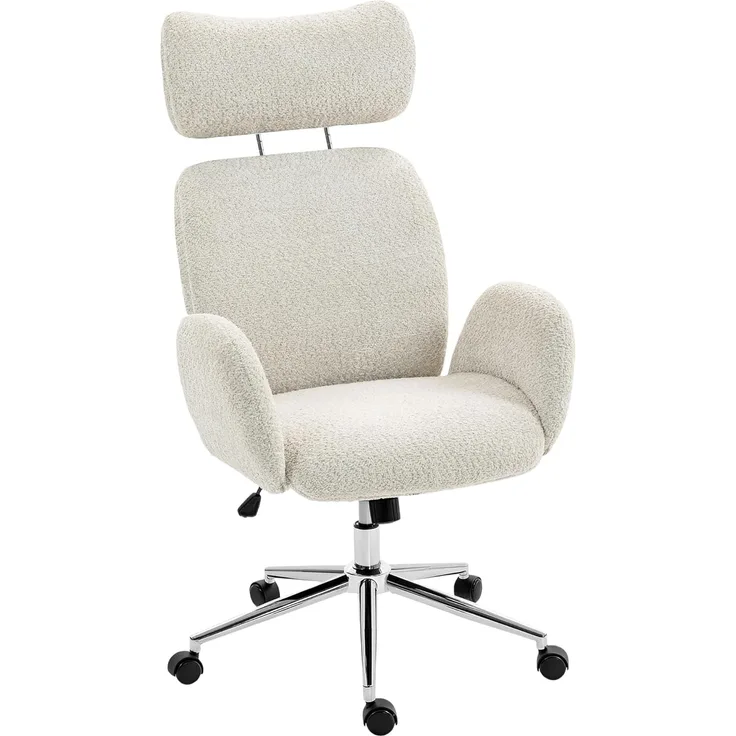 HOMCOM Bürostuhl höhenverstellbar, mit verstellbarer Kopfstütze (Computerstuhl, 1 St), für Wohnzimmer, Büro, Hellgrau