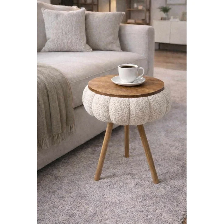 Skye Decor Beistelltisch Snug Japandi (1-St), Teddy-Optik mit Buchenholzbeinen – Bild 3