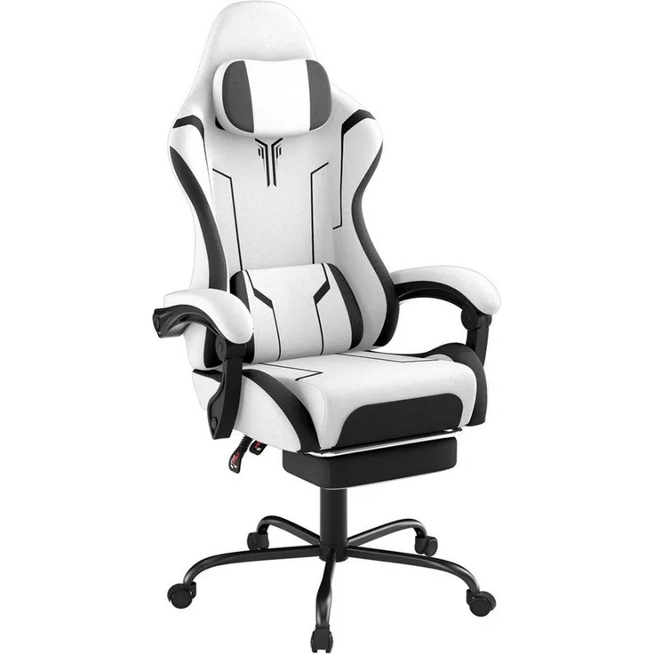 FIVMEN Gaming-Stuhl Racing Ergonomischer Computer-Bürostuhl mit Massage-Lendenkissen, Ausziehbarer Fußstütze Lordosenstütze Kopfstütze, höhenverstellbarer
