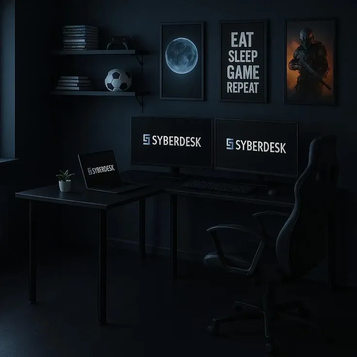 SyberDesk Gaming Pro Eckschreibtisch 197 x 132 cm – großer Computertisch, Eckschreibtisch, Schreibtisch für Büro & Gaming (links, schwarz) – Bild 7